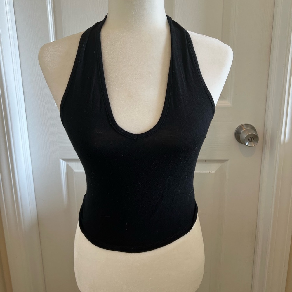 Black Cropped Halter Neck
